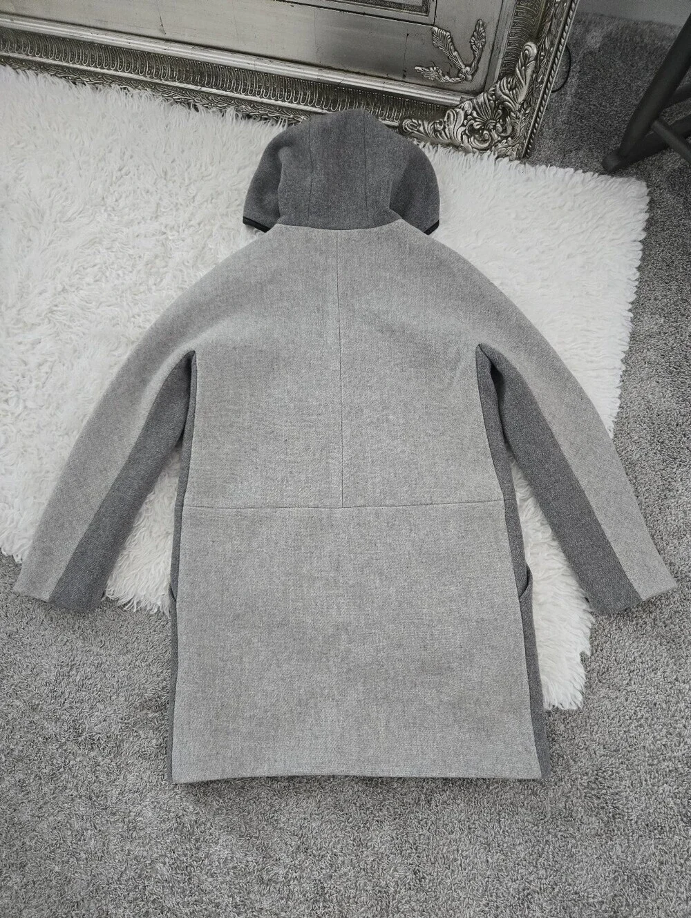 J.Crew Wool Blend Stadium-Cloth Italian mill Nello Gori Hooded Zip Coat. Size 8